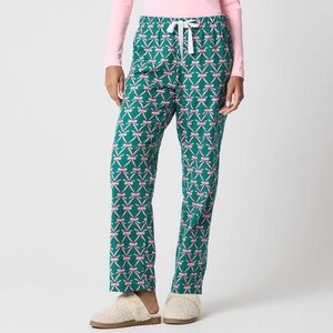J. Crew Green and Pink Bow Flannel Pajama Pants Sz. M
